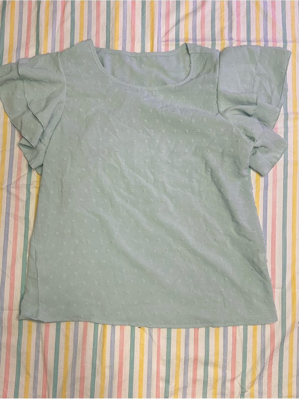 Light Green Flutter Sleeve Women's Top